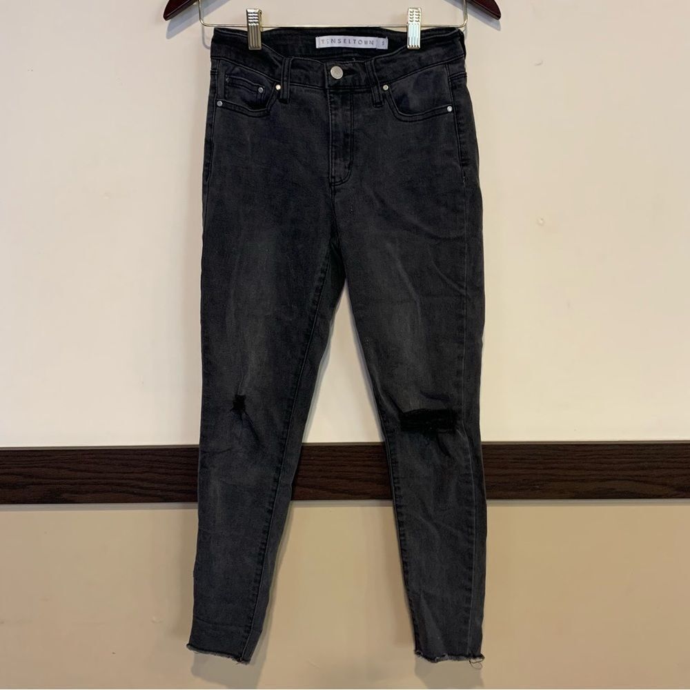 Tinseltown Black Ankle Distressed Denim Jeans Size 5